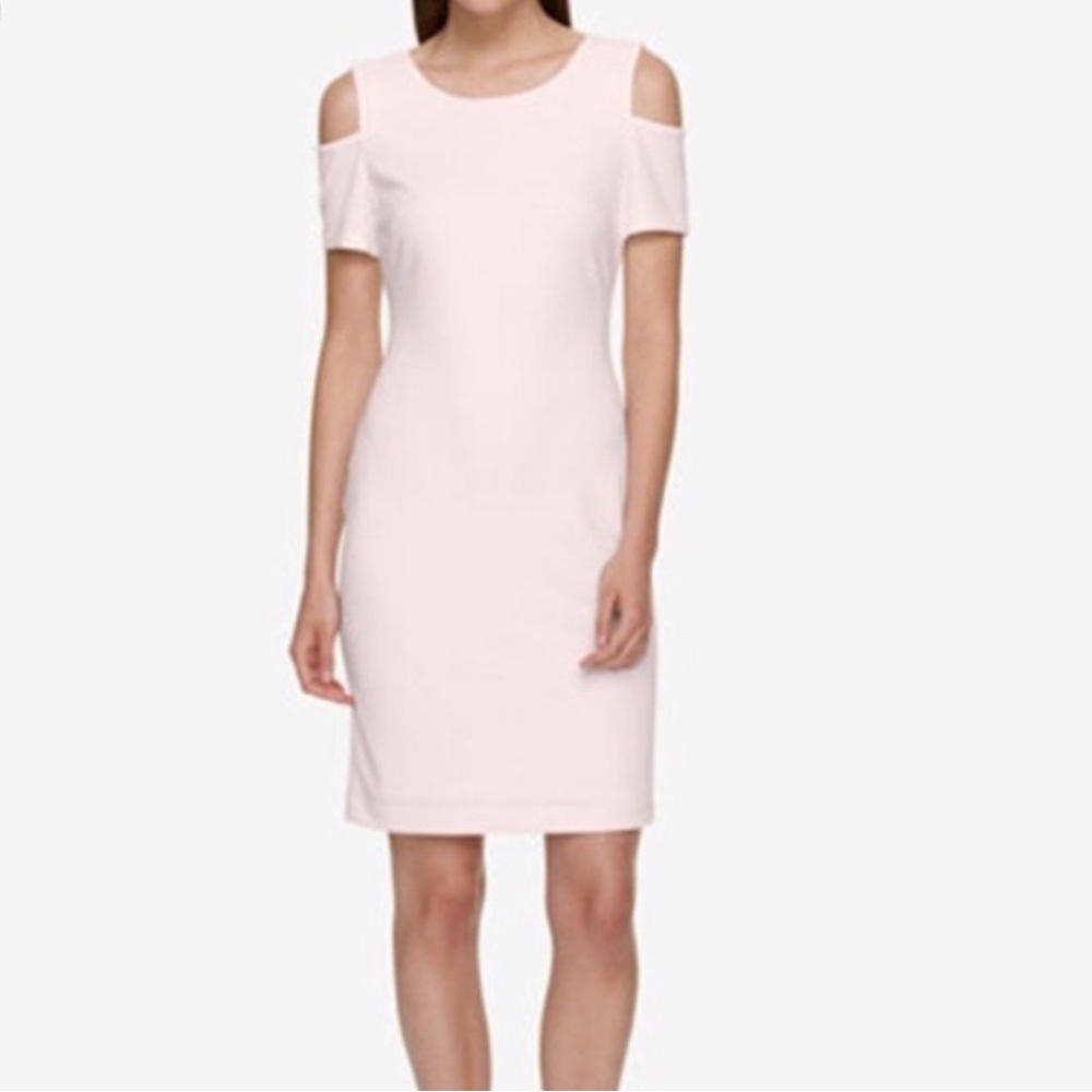 Tommy Hilfiger Blush Pink Cold Shoulder Sheath Cocktail Dress Women's Size 4